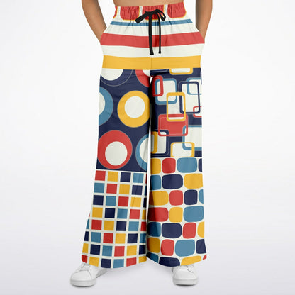 Primary Skool Geometric Print Eco-Poly Wide Leg Pants