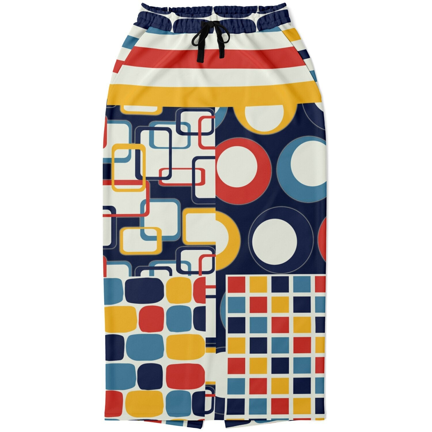 Primary Skool Geometric Print Eco-Poly Long Maxi Skirt