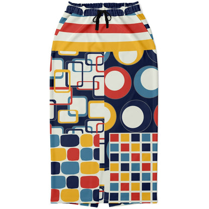 Primary Skool Geometric Print Eco-Poly Long Maxi Skirt