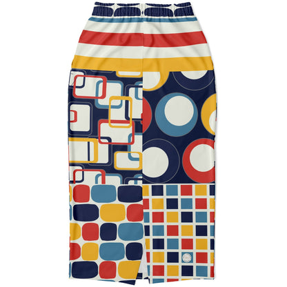 Primary Skool Geometric Print Eco-Poly Long Maxi Skirt