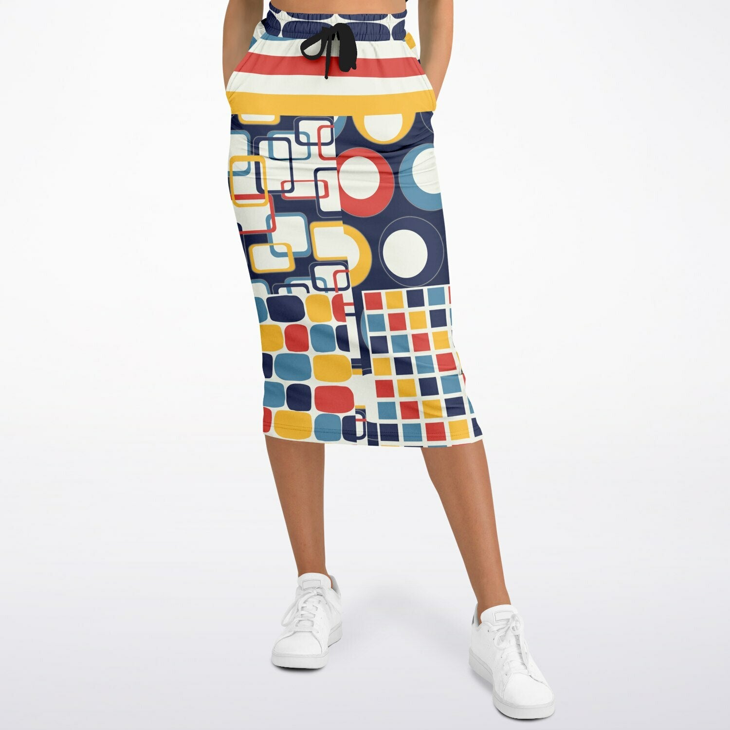 Primary Skool Geometric Print Eco-Poly Long Maxi Skirt