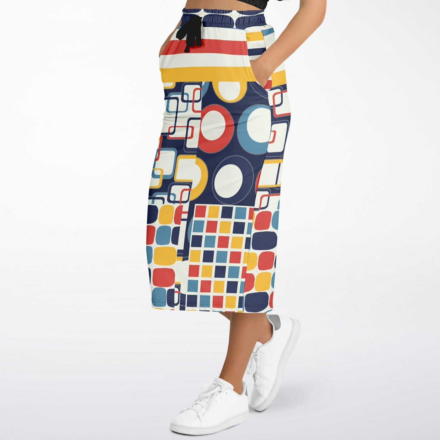 Primary Skool Geometric Print Eco-Poly Long Maxi Skirt