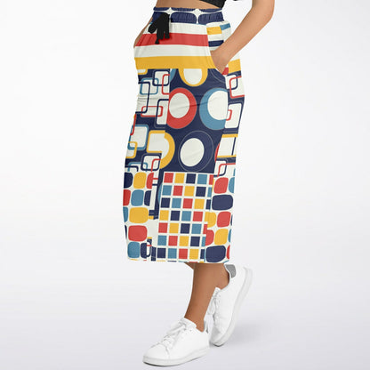 Primary Skool Geometric Print Eco-Poly Long Maxi Skirt