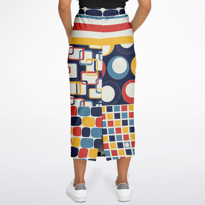 Primary Skool Geometric Print Eco-Poly Long Maxi Skirt