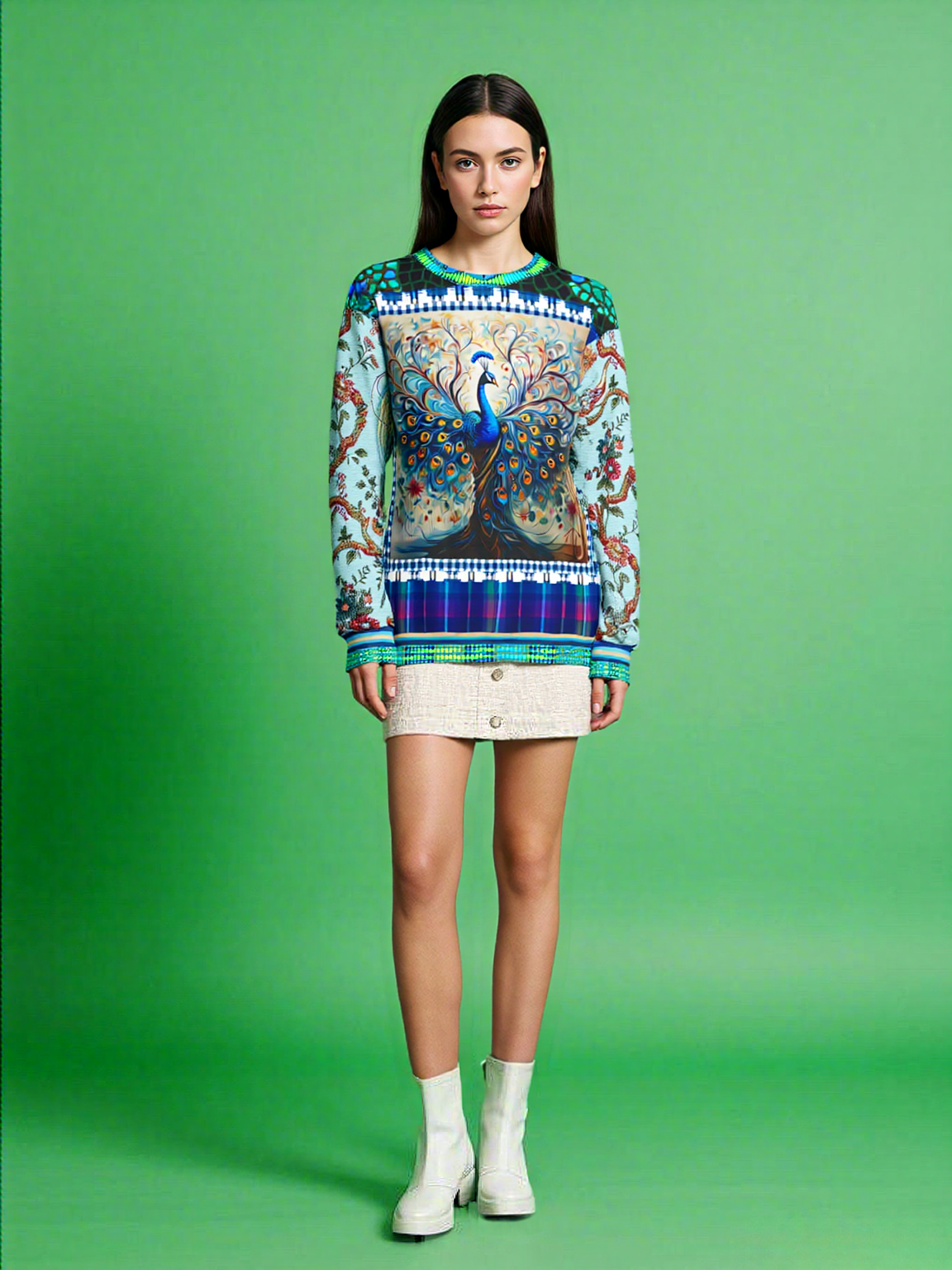 Proud Peacock in Mosaic Unisex Sweatshirt (Gold Label)