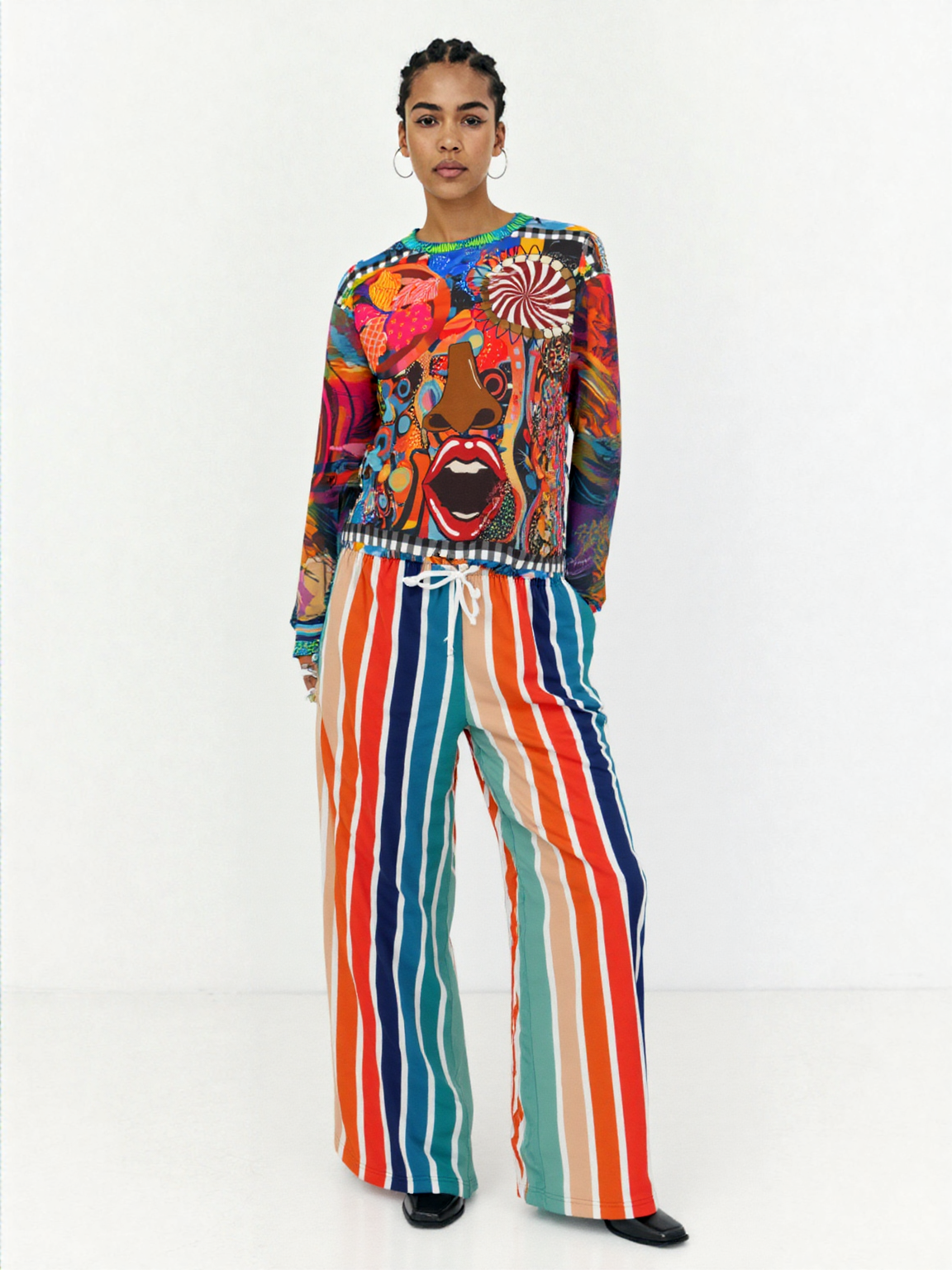 Psychedelic Face in My Dreams Abstract Art Print Sweatshirt (Gold Label)