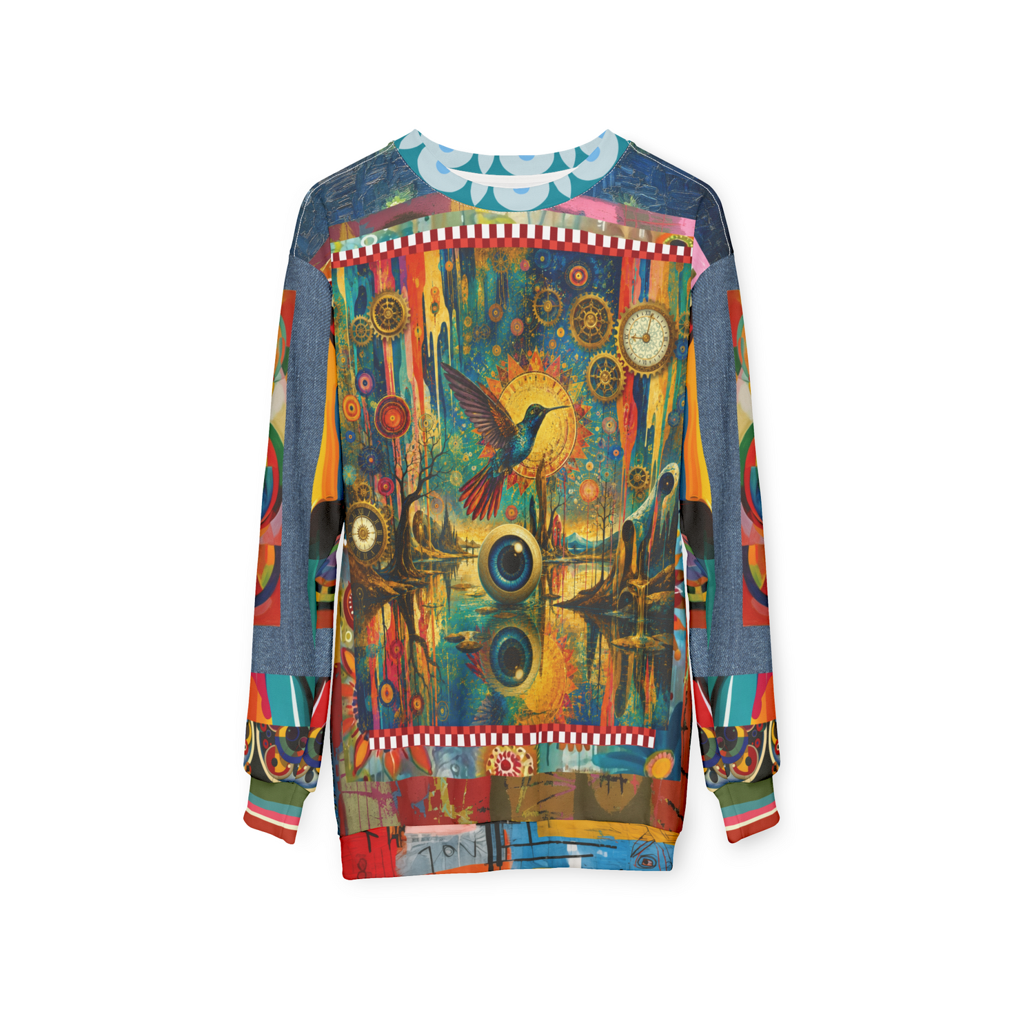 Psychedelic Hummingbird of the Glowing Lake Unisex Sweatshirt (Gold Label)