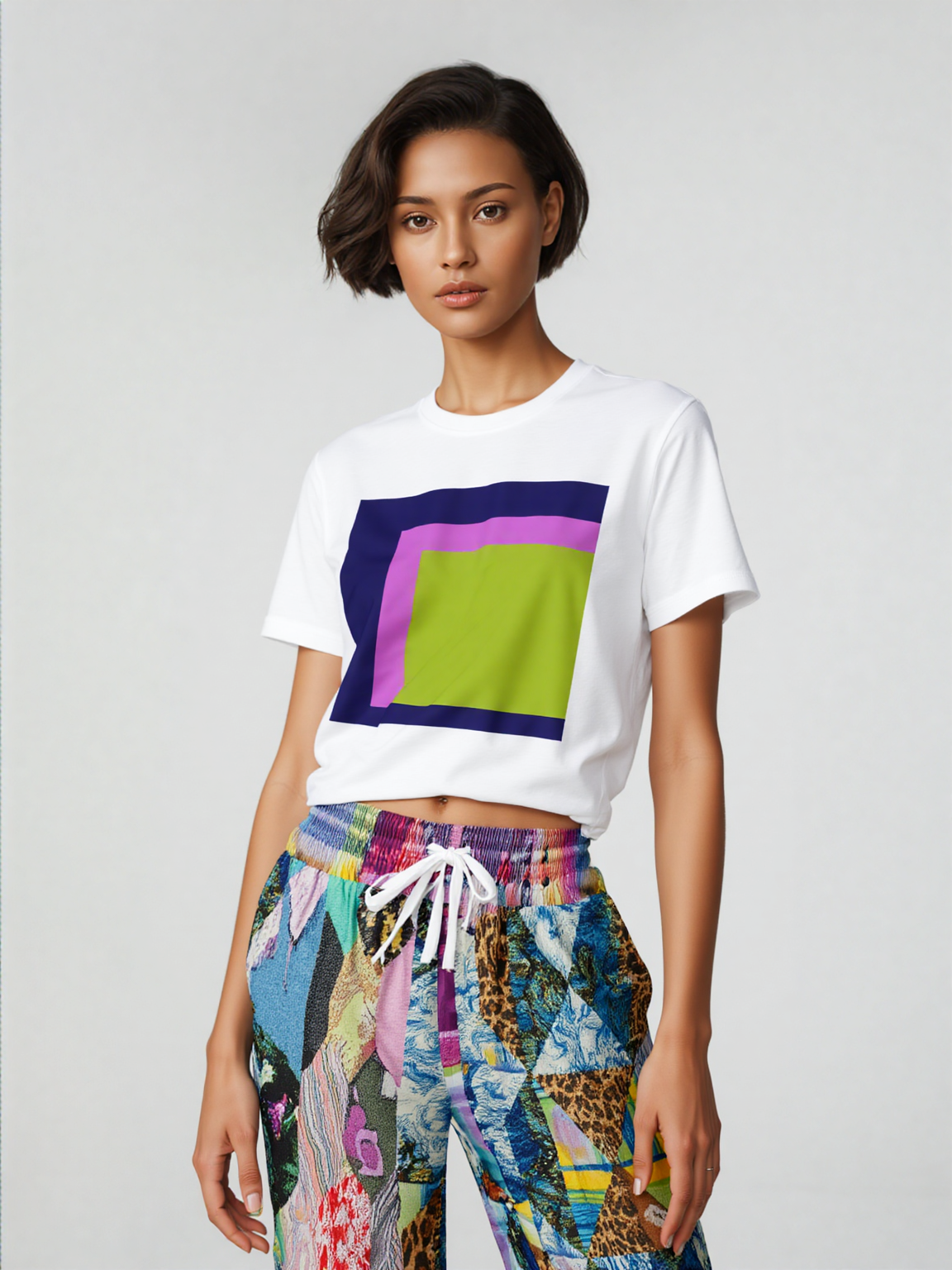 Gypsy Queen Juxtapose Purple Patchwork Quilt Eco-Poly Wide Leg Pants