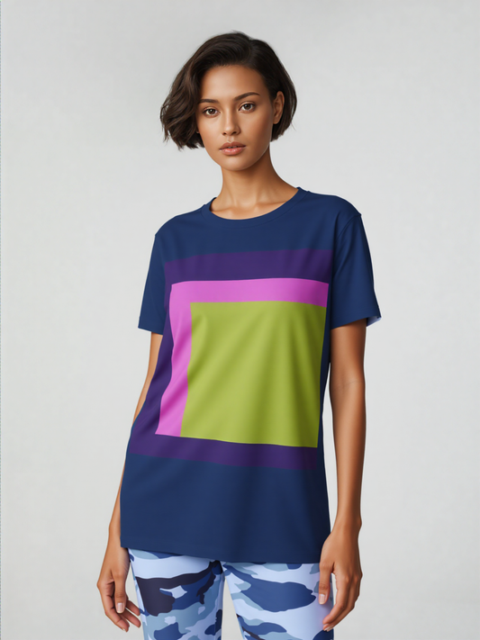 Women's Tee - Purple Cubed Squares - A Geometric Contemporary Art Design