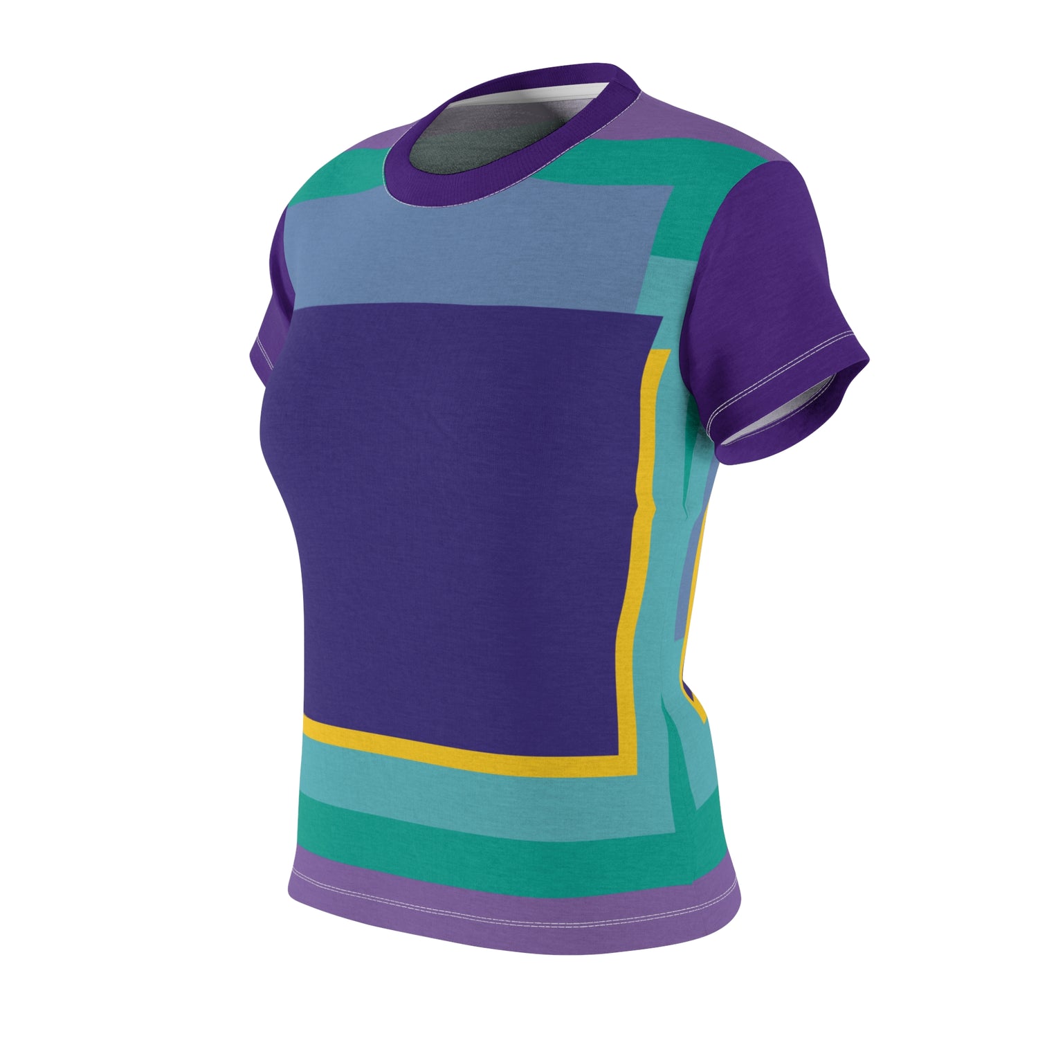 Purple Squared to the Max Geometric Print Colorful AOP Women&