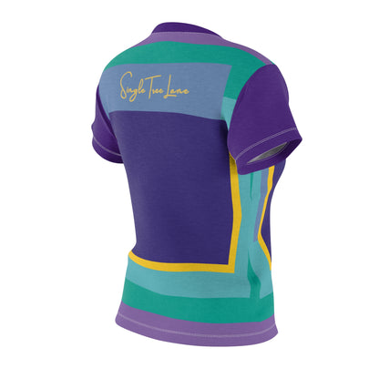 Purple Squared to the Max Geometric Print Colorful AOP Women&