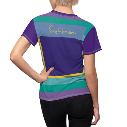 Purple Squared to the Max Geometric Print Colorful AOP Women&