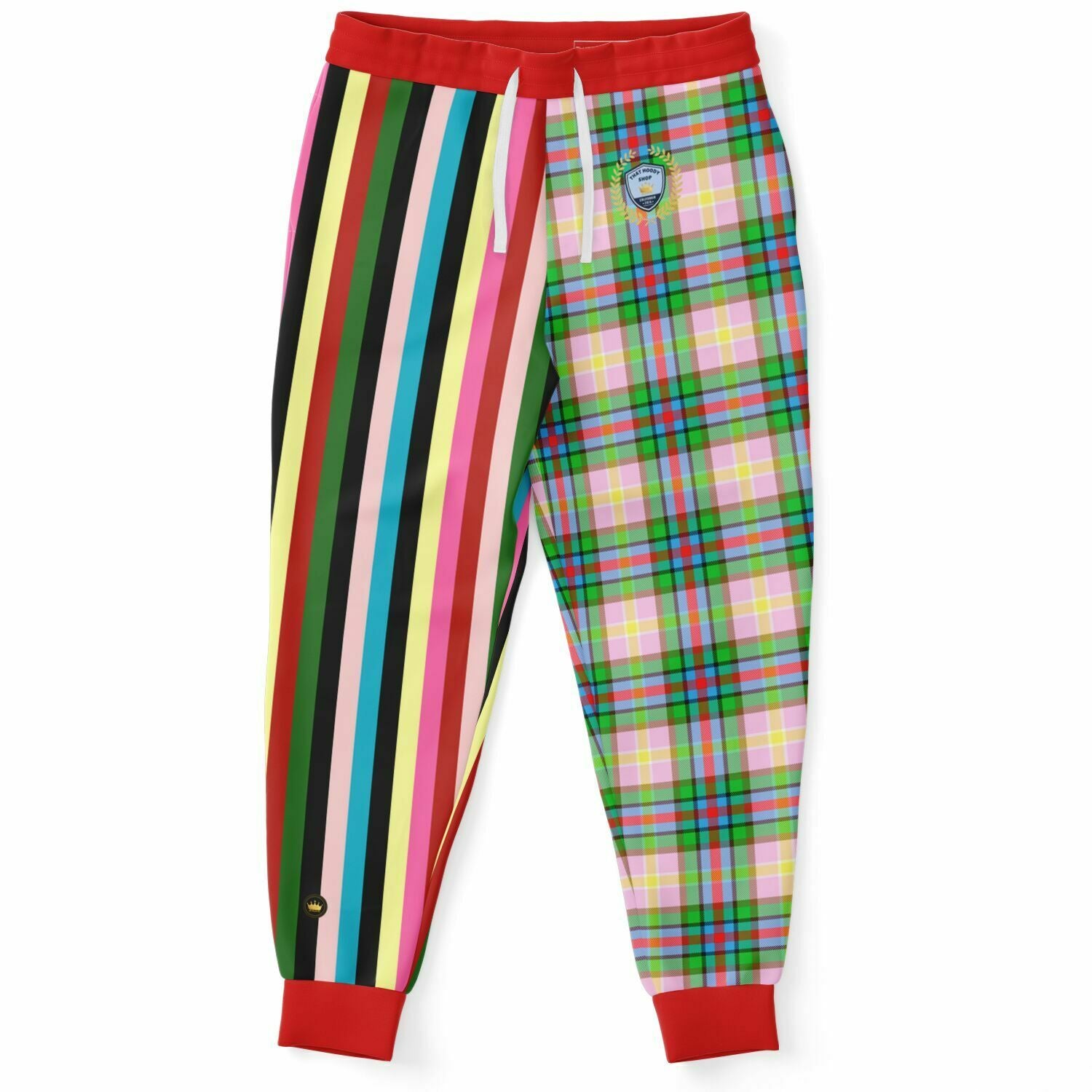 Rainbow Elephant Rugby Stripe Plaid Eco-Poly Unisex Joggers