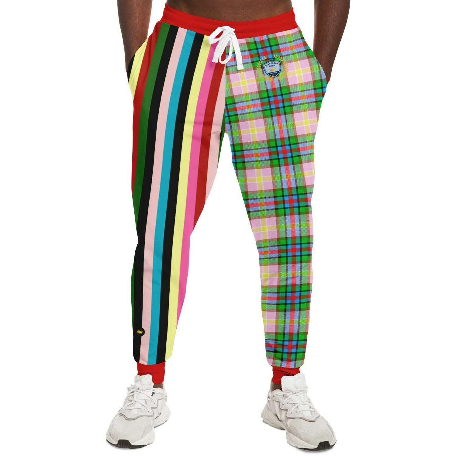 Rainbow Elephant Rugby Stripe Plaid Eco-Poly Unisex Joggers