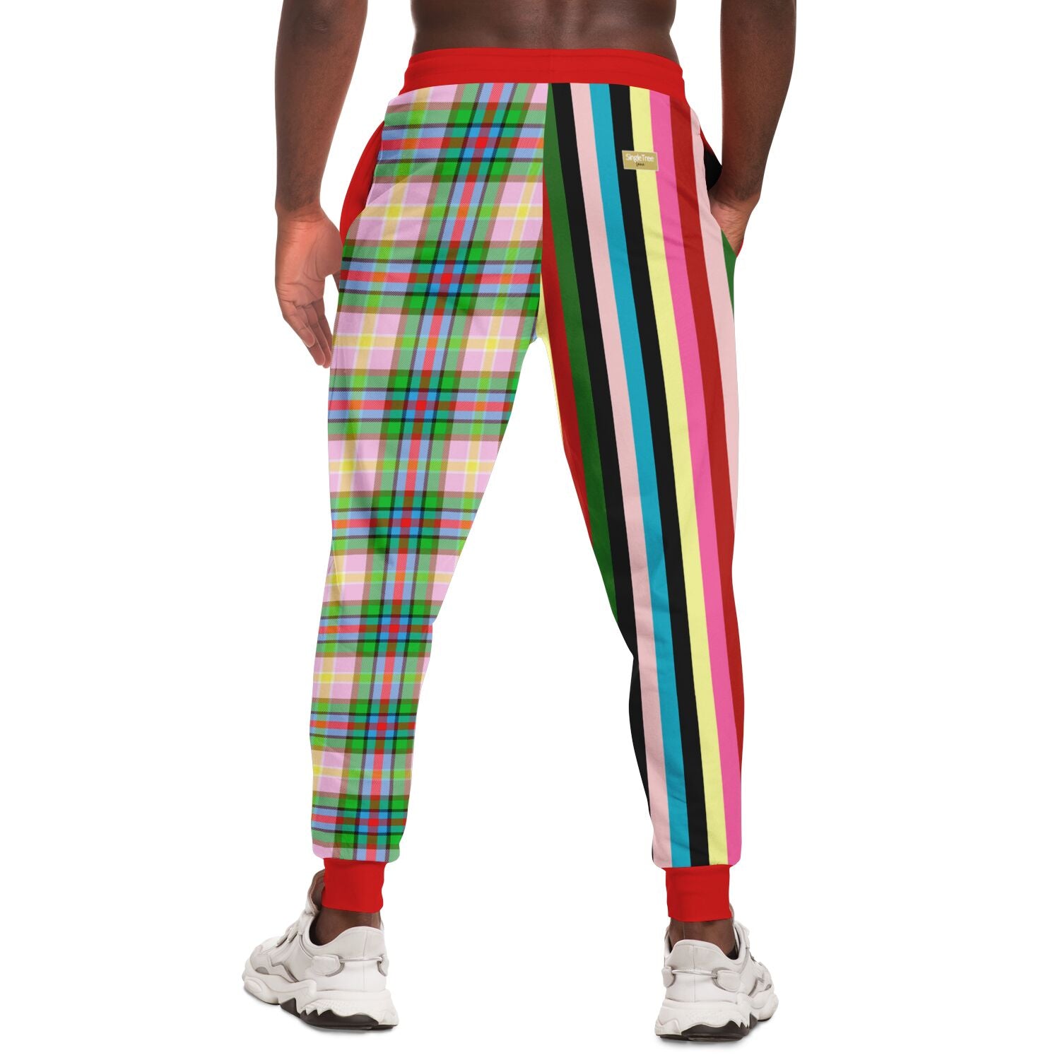 Rainbow Elephant Rugby Stripe Plaid Eco-Poly Unisex Joggers