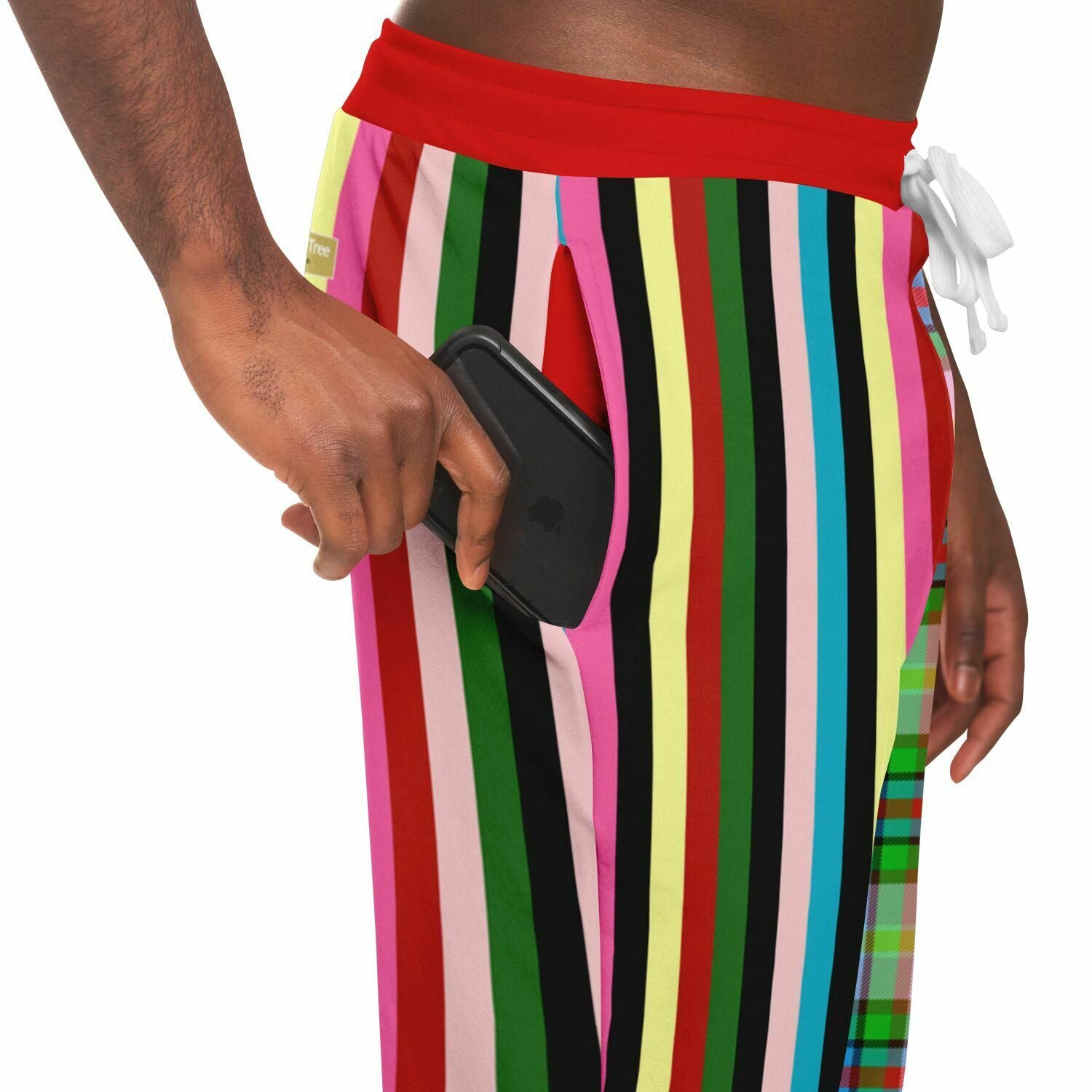 Rainbow Elephant Rugby Stripe Plaid Eco-Poly Unisex Joggers