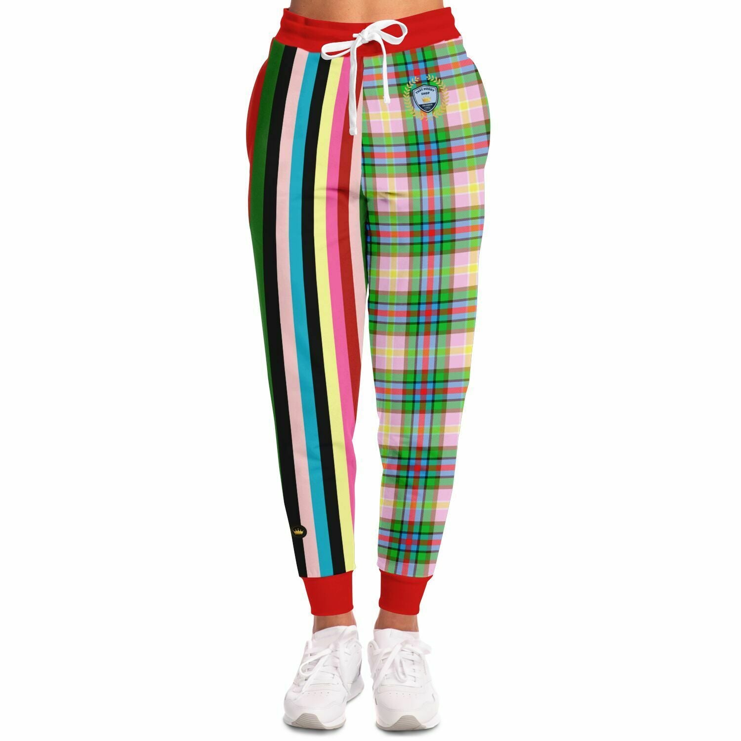 Rainbow Elephant Rugby Stripe Plaid Eco-Poly Unisex Joggers