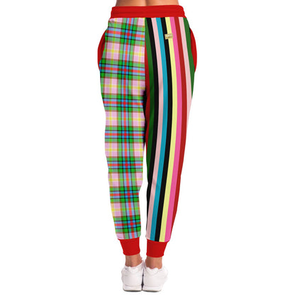 Rainbow Elephant Rugby Stripe Plaid Eco-Poly Unisex Joggers