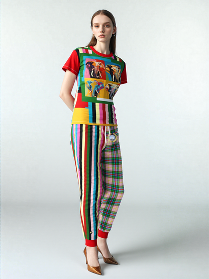 Rainbow Elephant Stripe AOP Women&