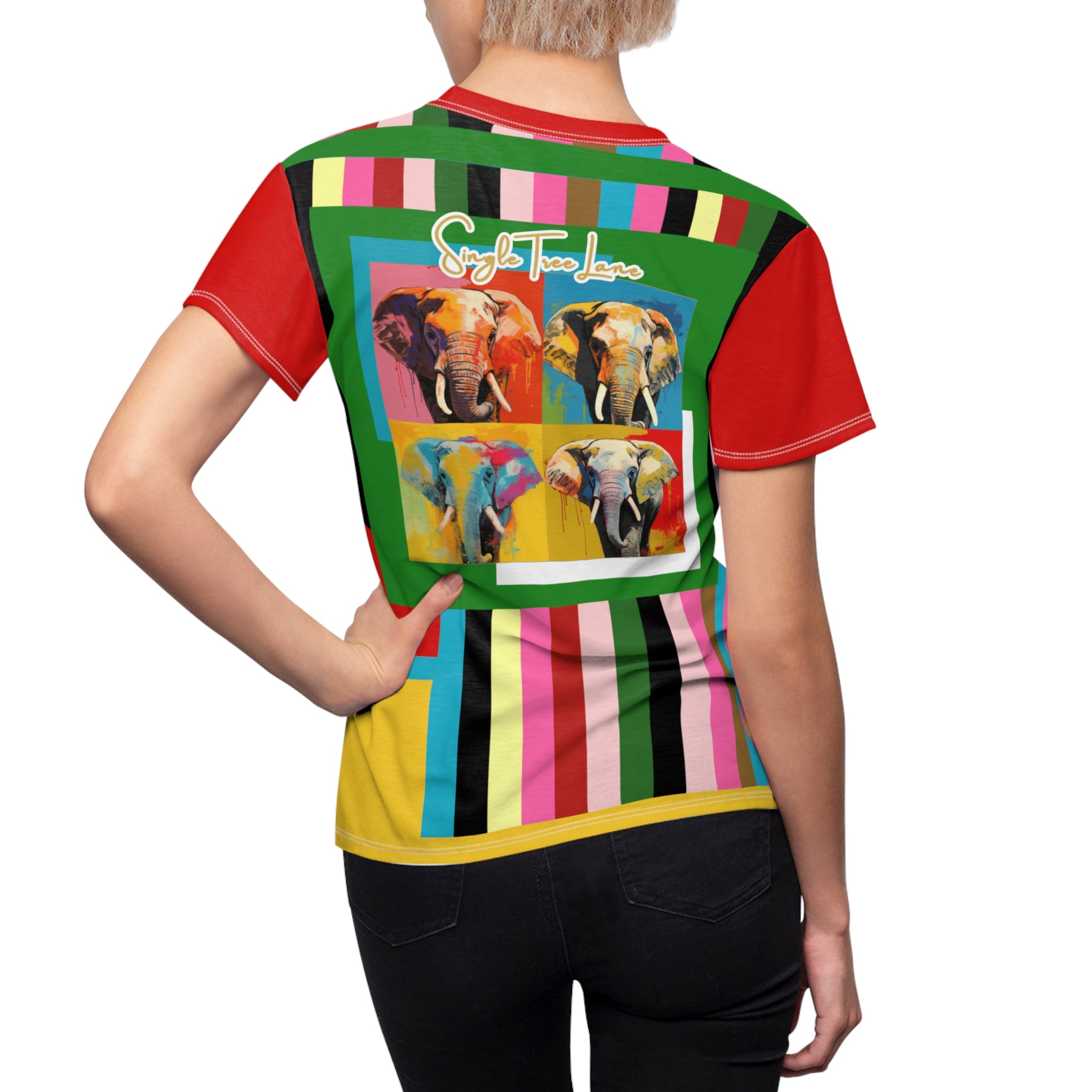 Rainbow Elephant Stripe AOP Women&