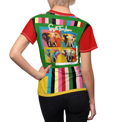 Rainbow Elephant Stripe AOP Women&