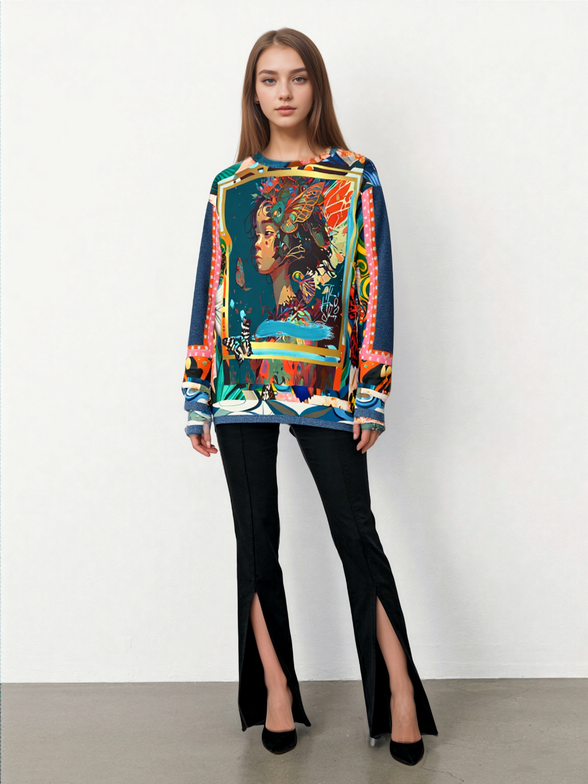 Rainbow Fae Girl Asian Art Unisex Sweatshirt (Gold Label)