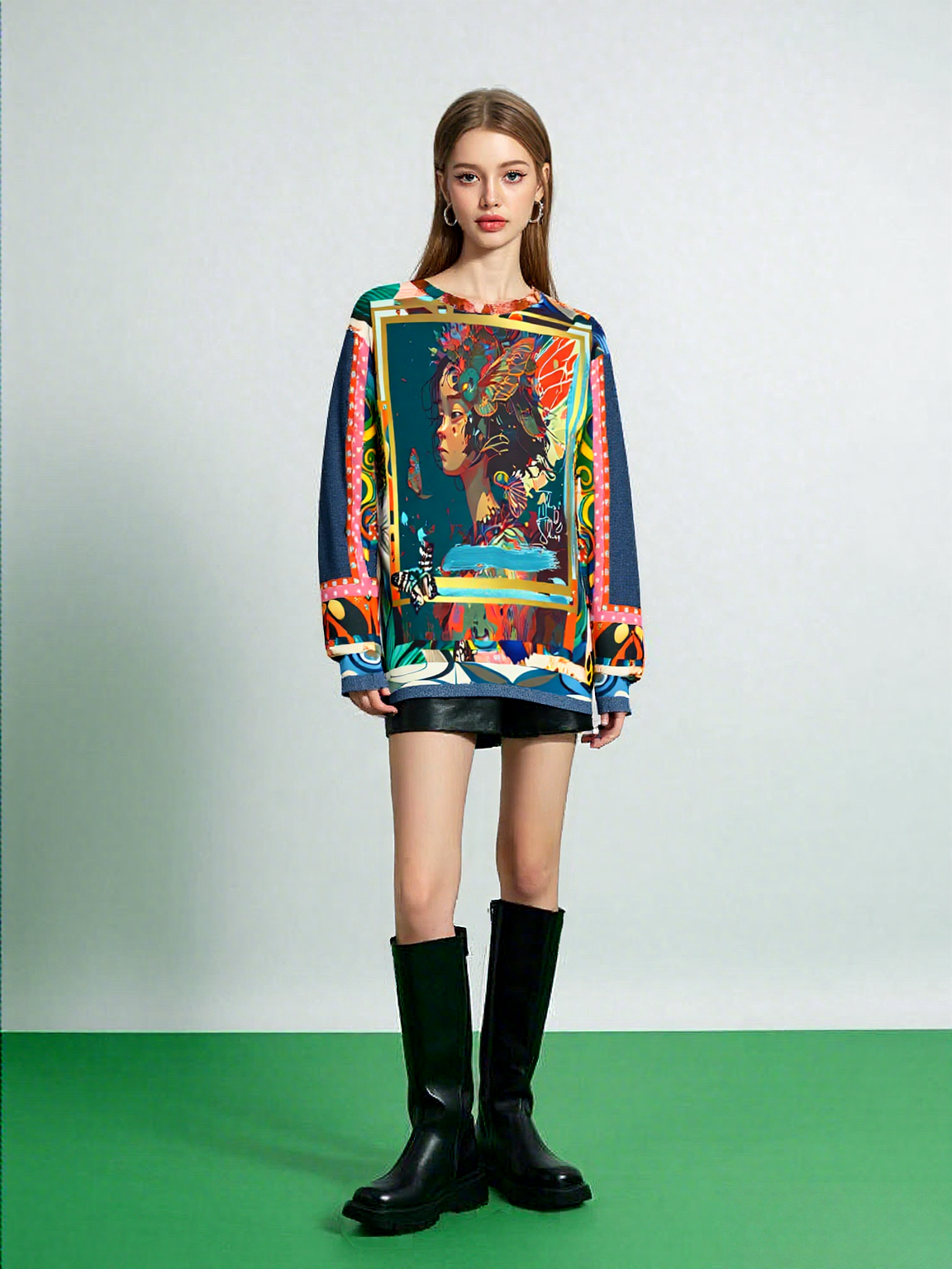 Rainbow Fae Girl Asian Art Unisex Sweatshirt (Gold Label)