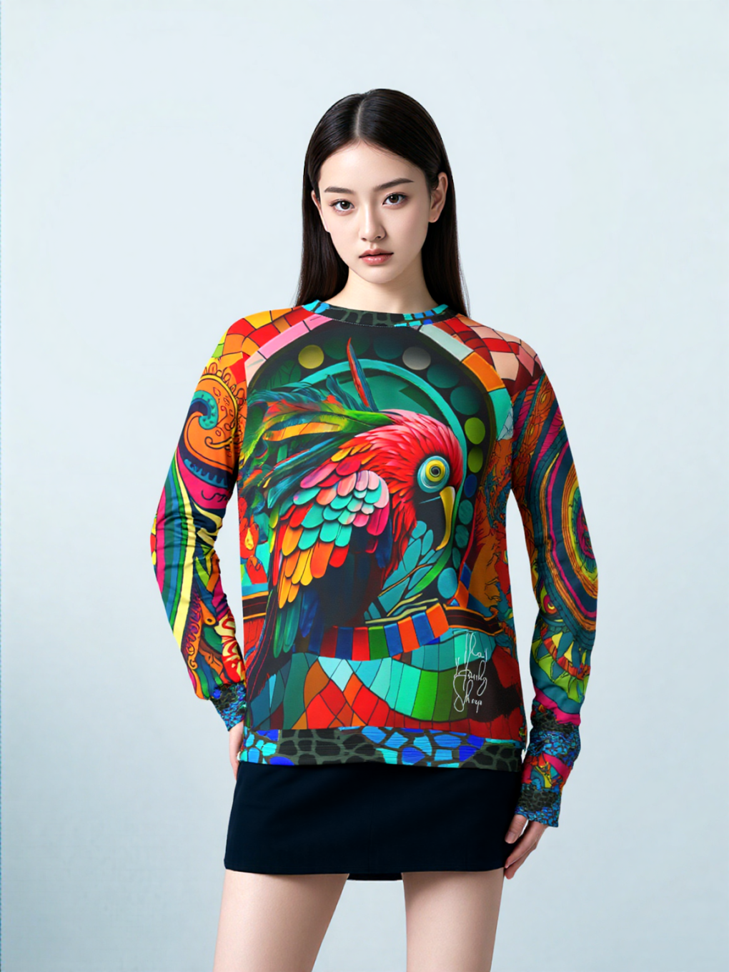 Rainbow Macaw Mosaic Paisley Swirl Unisex Sweatshirt (Gold Label)