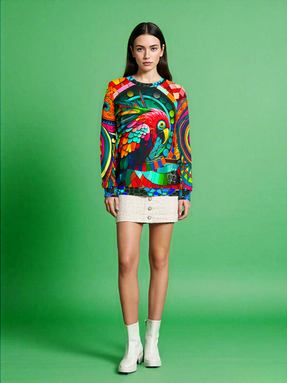 Rainbow Macaw Mosaic Paisley Swirl Unisex Sweatshirt (Gold Label)