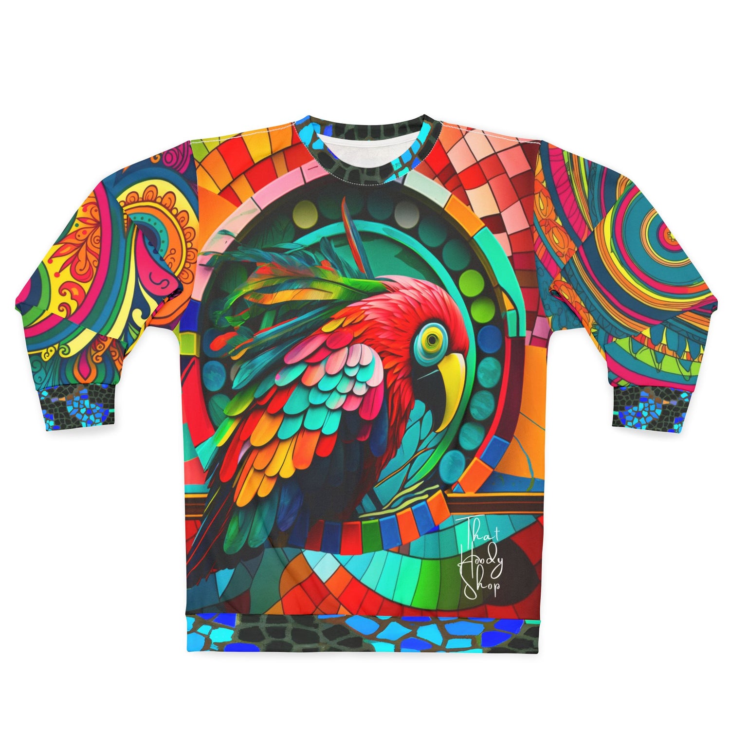 Rainbow Macaw Mosaic Paisley Swirl Unisex Sweatshirt (Gold Label)
