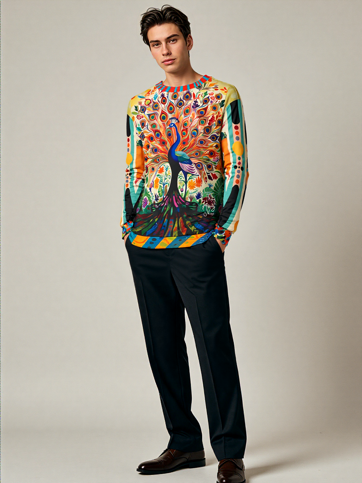 Rainbow Peacock in Jubilee Unisex Sweatshirt (Gold Label)