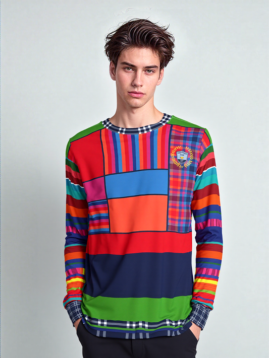 Red Dawn Plaid Rugby Stripe Unisex Sweatshirt (Gold Label)