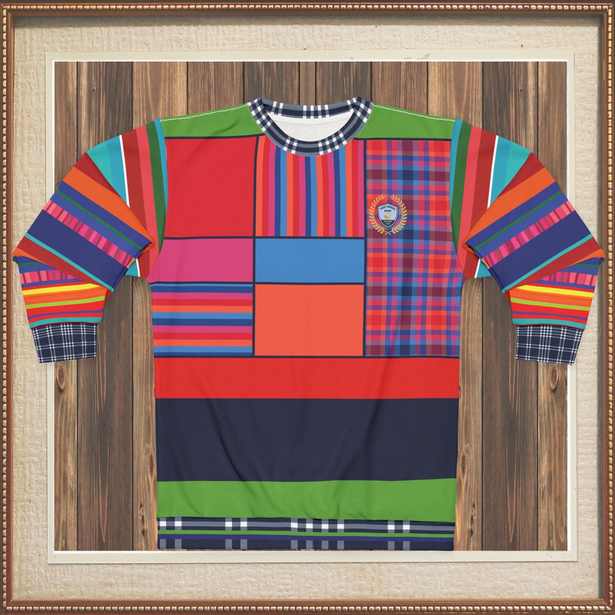 Red Dawn Plaid Rugby Stripe Unisex Sweatshirt (Gold Label)