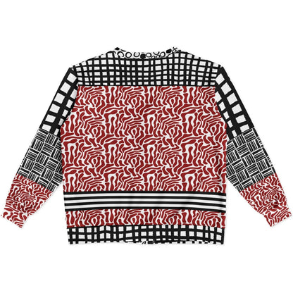 Red White Abstract Zebra in Hopscotch Heavyweight Unisex Cardigan