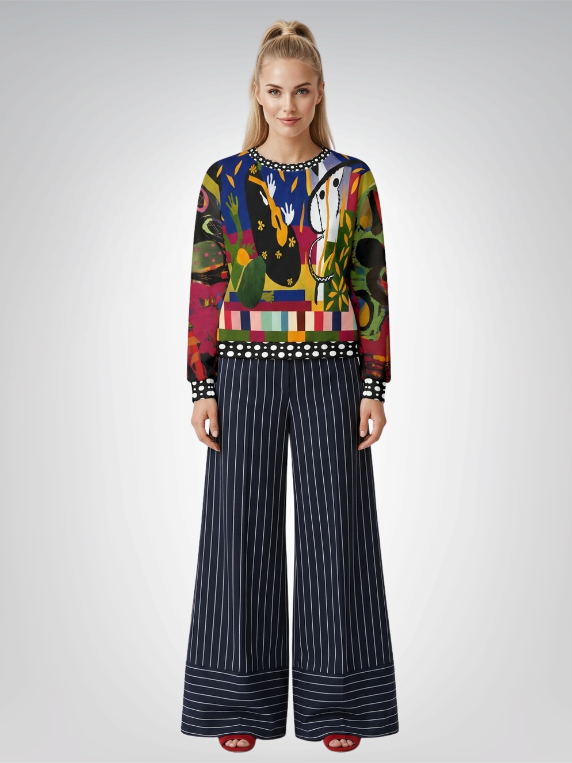 Reminiscent of a Life Colorblock Cropped Sweatshirt (Gold Label)