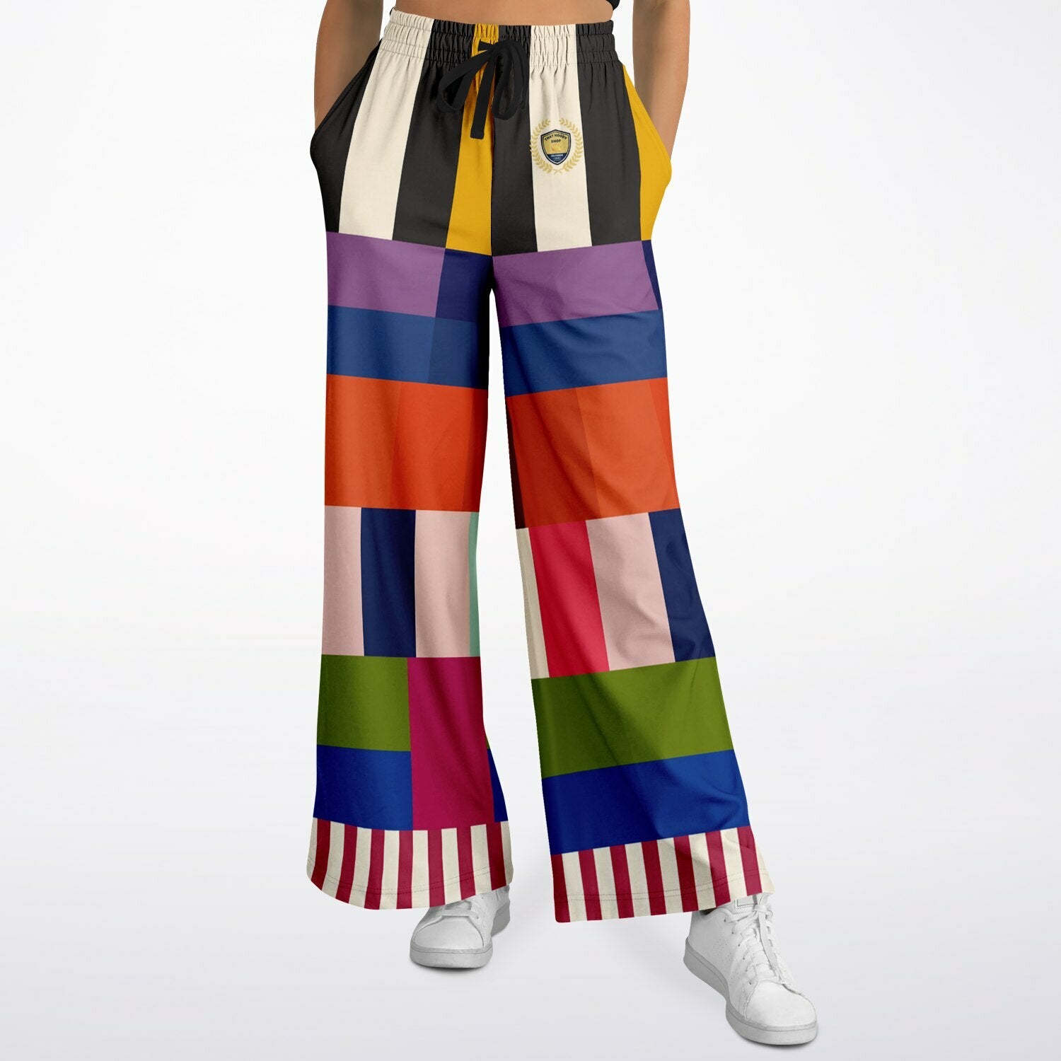 Reminiscent of a Life Colorblock Stripe Eco-Poly Wide Leg Pants