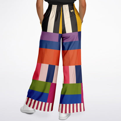 Reminiscent of a Life Colorblock Stripe Eco-Poly Wide Leg Pants