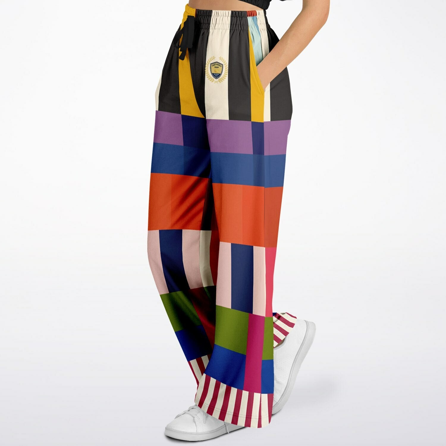 Reminiscent of a Life Colorblock Stripe Eco-Poly Wide Leg Pants