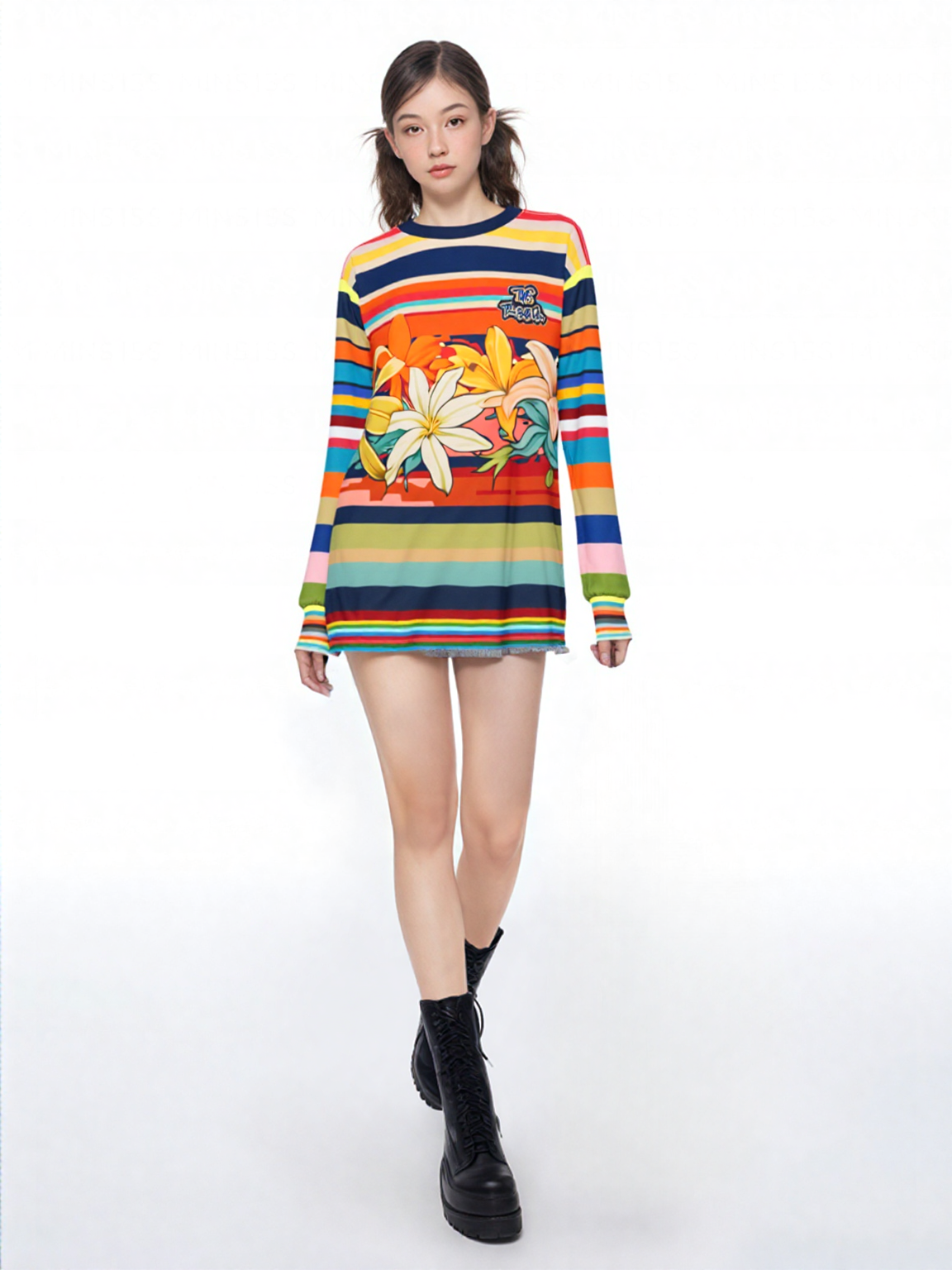 Retro Hawaiian Plumeria Rugby Stripe Unisex Sweatshirt (Gold Label)