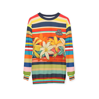 Retro Hawaiian Plumeria Rugby Stripe Unisex Sweatshirt (Gold Label)