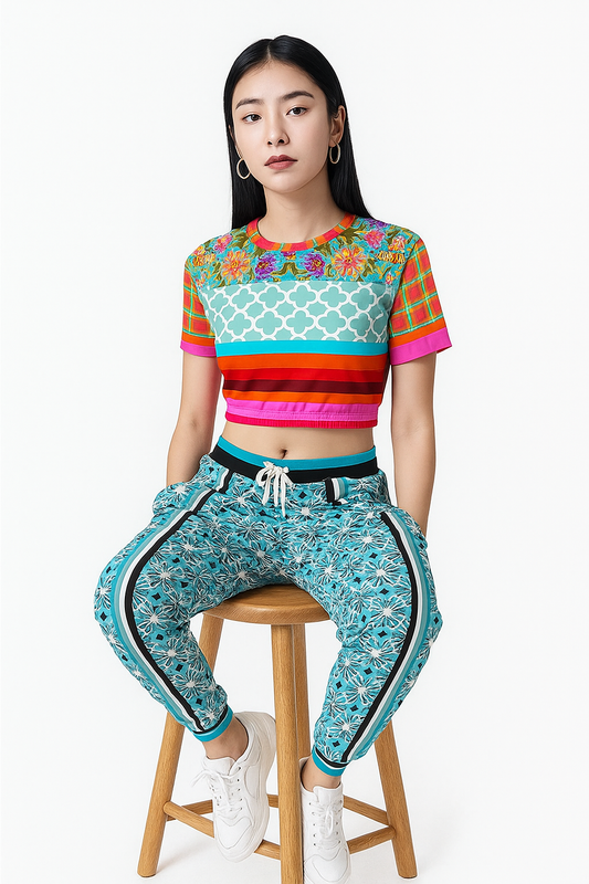 Blue Daisy Hippie Stripe Eco-Poly Unisex Joggers