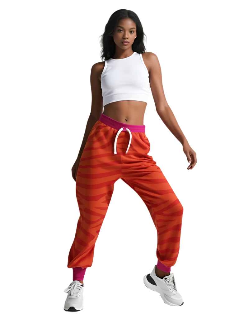 Zebra in Orange Raspberry Eco-Poly Unisex Joggers