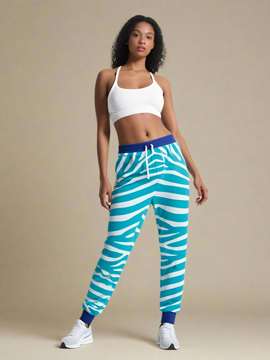Zebra in Turquoise Eco-Poly Unisex Joggers