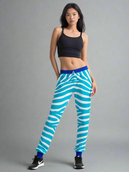 Zebra in Turquoise Eco-Poly Unisex Joggers