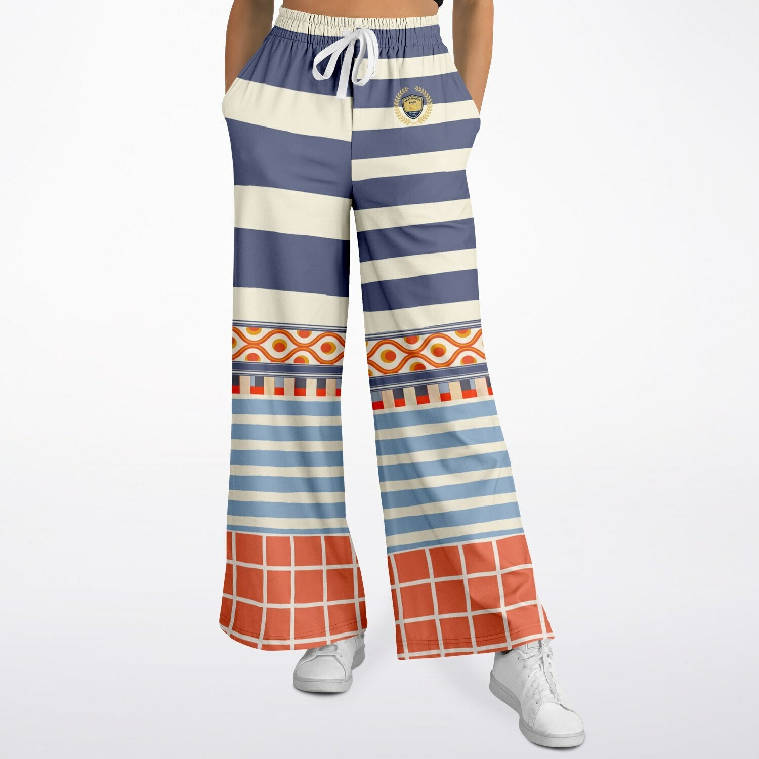 Rock Lobster Blue Oceanic Regatta Stripe Eco-Poly Wide Leg Pants