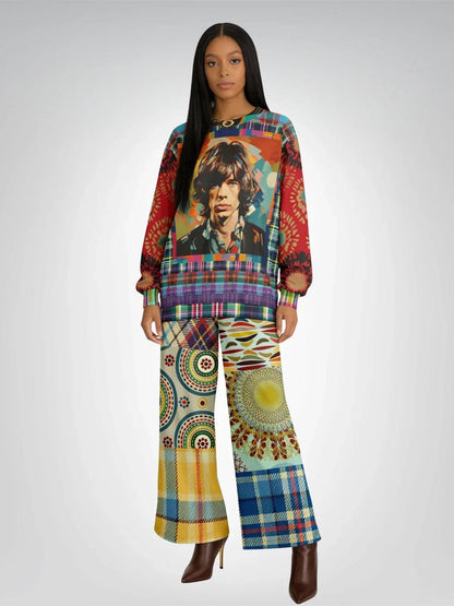 Sunny DeLite Plaid Patchwork Eco-Poly Wide Leg Pants