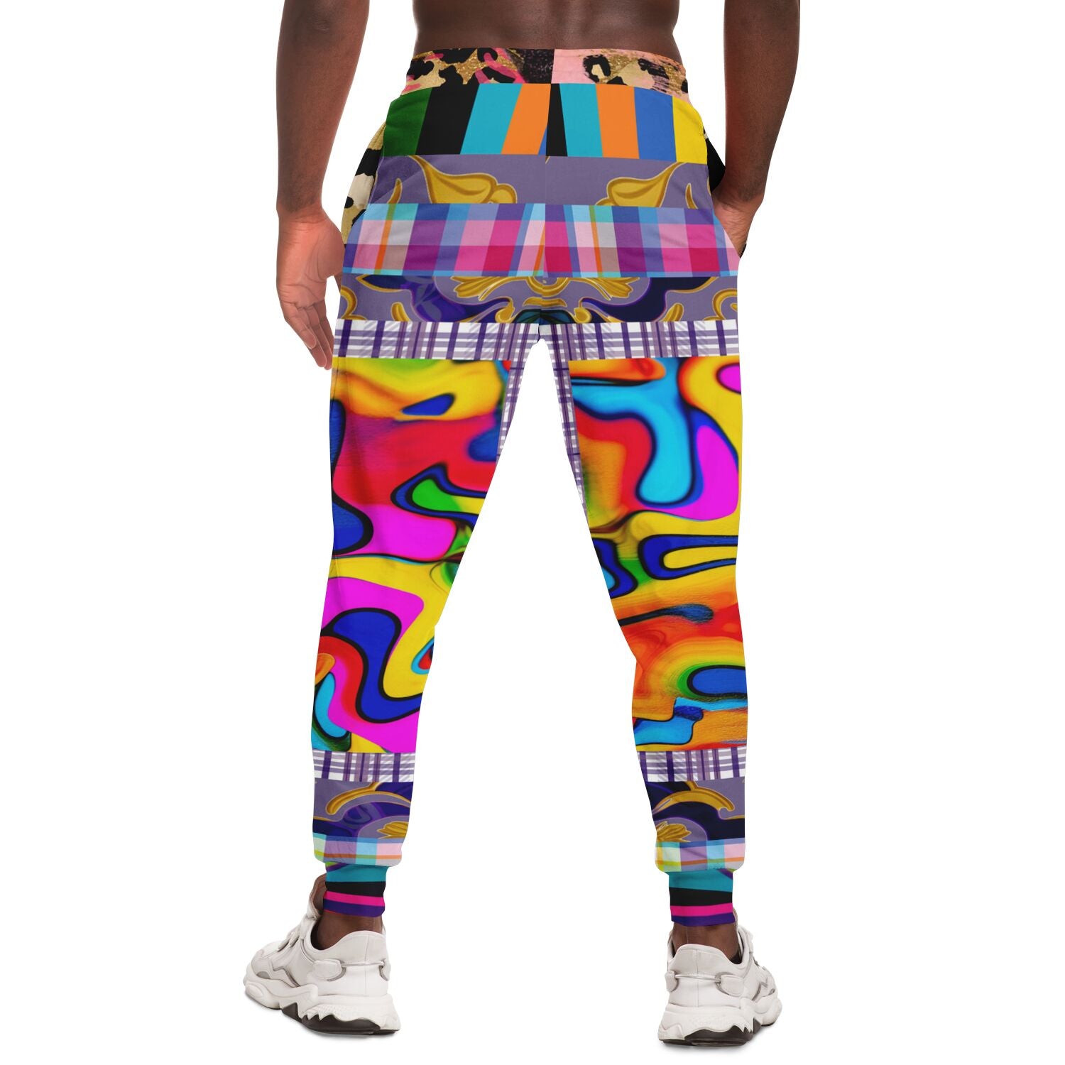 Roxbury Bouffant Girl Eclectic Swirl Plaid Eco-Poly Unisex Joggers