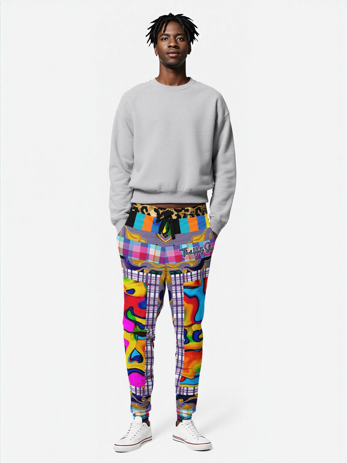 Roxbury Bouffant Girl Eclectic Swirl Plaid Eco-Poly Unisex Joggers