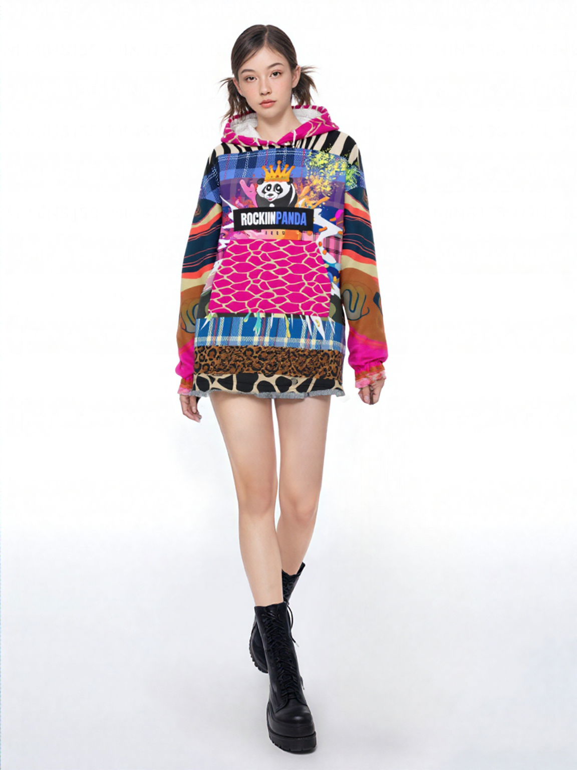 RPT Rockin Panda Animal Print Camo Blanket Hoodie (one-size)