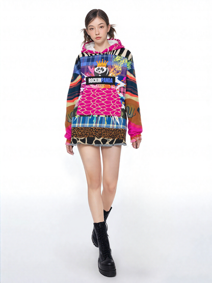 RPT Rockin Panda Animal Print Camo Blanket Hoodie (one-size)